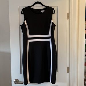 Calvin Klein, Sleeveless, Sheath Dress. Size 14. Black and White Block.